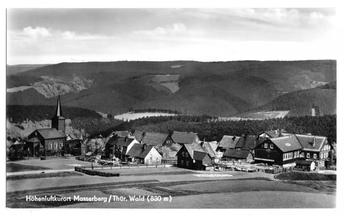 AK, Masserberg Thür., Teilansicht mit Kirche, 1969