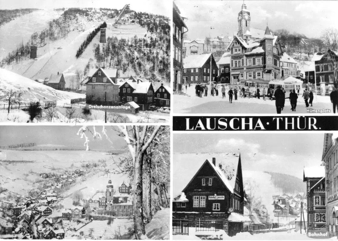 AK, Lauscha Thür., vier Winteransichten, 1975
