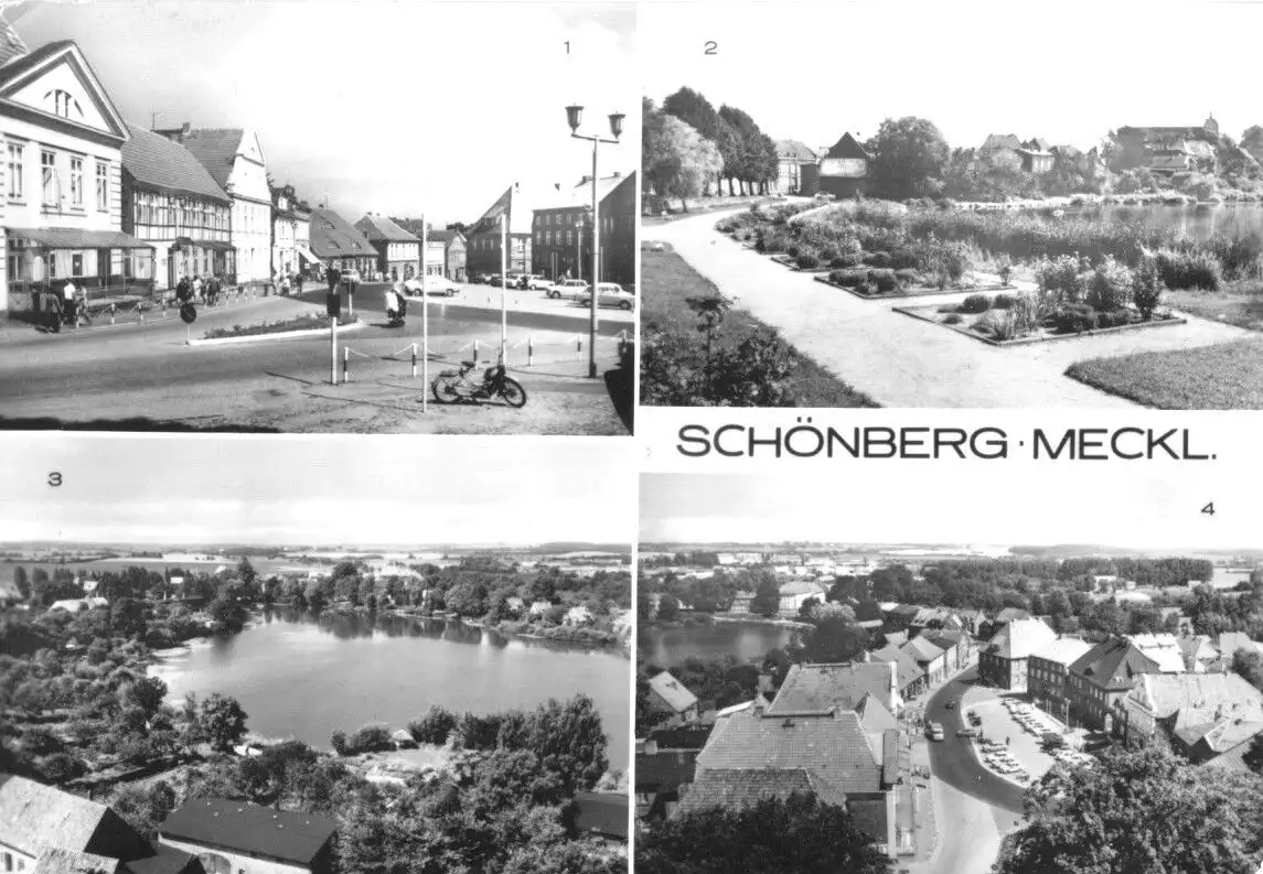 AK, Schöneberg Meckl., vier Abb., 1986