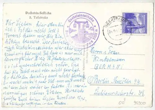 AK, Dachsteinseilbahn, Oberösterreich, 3. Teilstrecke, 1963