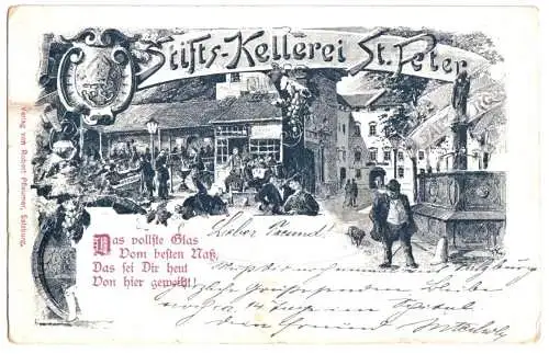 AK, Salzburg?, Stifts-Keller St. Peter, 1918