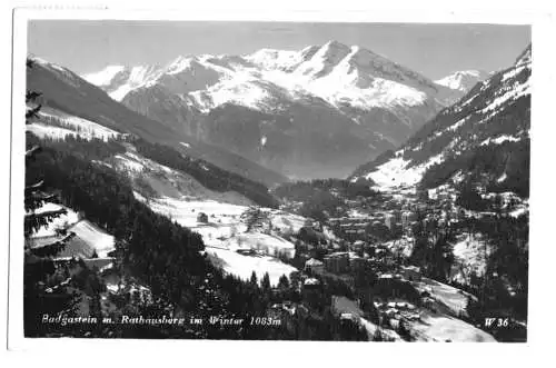 AK, Badgastein mit Rathausberg im Winter, 1950