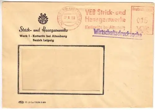 AFS, VEB Strick- und Haargarnwerke, Kotteritz bei Altenburg, o Altenburg 27.6.60