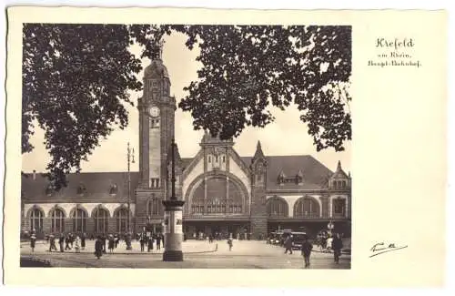 AK, Krefeld, Hauptbahnhof, um 1933
