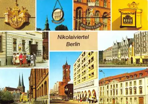 AK, Berlin Mitte, Nikolaiviertel, neun Abb., 1988