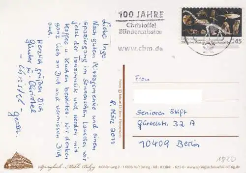 AK, Belzig, Bad Belzig, Springbachmühle, vier Abb., gestaltet, um 2011