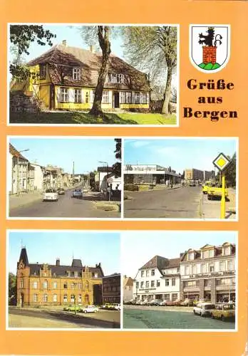 AK, Bergen auf Rügen, fünf Abb. und Wappen, 1989