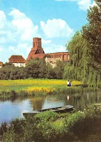 AK, Beeskow, Partie an der kleinen Spree mit Blick zur Kirche, 1977