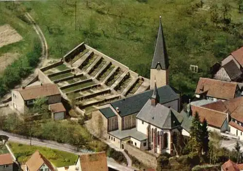 AK, Hessenthal Spessart, Teilansicht 1 mit Wallfahrtskirche, Luftbild, um 1980