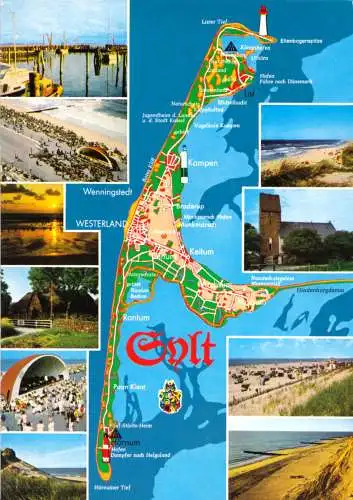 AK, Insel Sylt, zehn Abb. und Landkarte, 1994