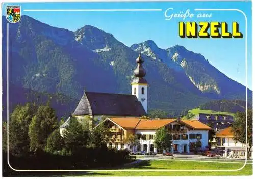 AK, Inzell, Teilansicht mit Kirche, 1991