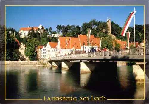 AK, Landsberg am Lech, Teilansicht mit Brücke, um 1998