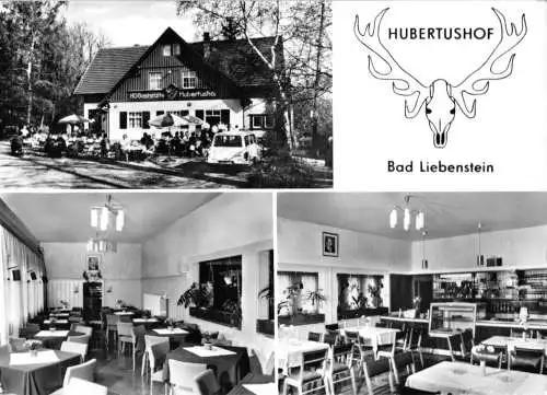 AK, Bad Liebenstein, Gaststätte Hubertushof, drei Abb., gestaltet, 1975
