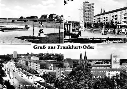 AK, Frankfurt Oder, vier Abb., u.a. Oderpromenade, 1973
