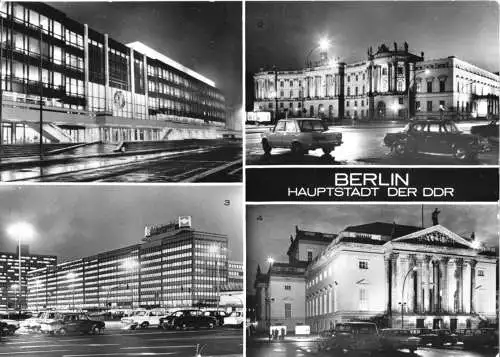 AK, Berlin - Hauptstadt der DDR, vier Nachtansichten, 1978