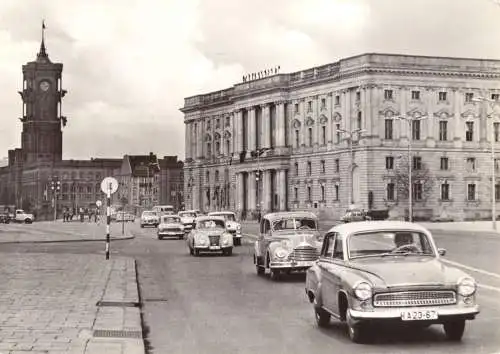 AK, Berlin Mitte, Marstall und Rotes Rathaus, zeitgen. Pkw, 1967