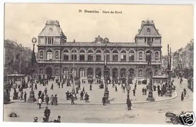 AK, Brüssel, Bruxelles, Gare du Nord, belebt, 1915