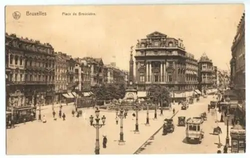 AK, Brüssel, Bruxelles, Place de Brouckère, 1915