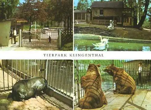 AK, Klingenthal, Tierpark, 4 Abb., u.a. Eingang, 1976