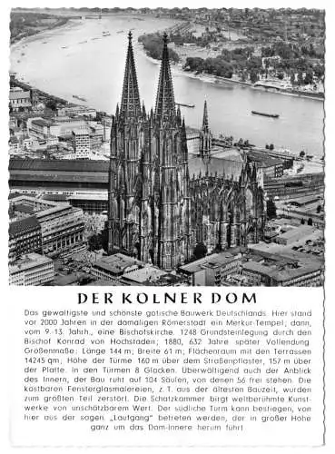 AK, Köln, Luftbildansicht vom Areal um den Dom, Chronikkarte, 1963