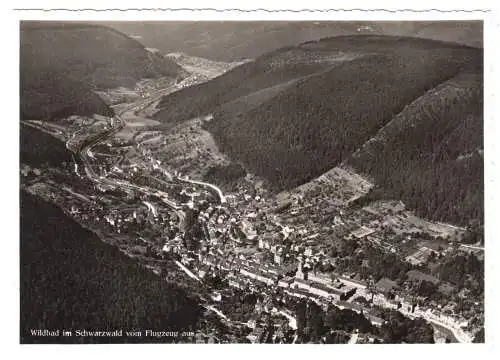 AK, Wildbad im Schwarzwald, Luftbildtotale, um 1955