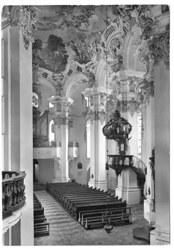 AK, Steinhausen bei Schussenried, Wallfahrtskirche, Innenansicht, 1956
