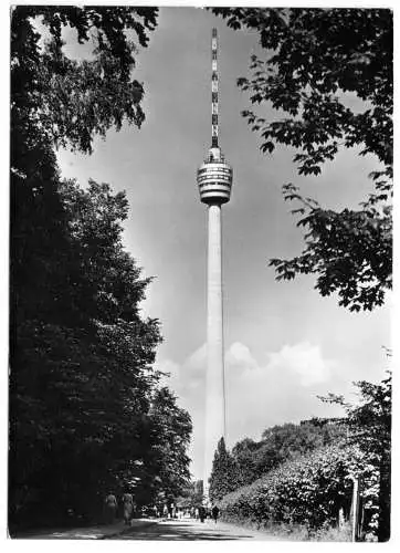 AK, Stuttgart, Blick zum Fernsehturm, 1959