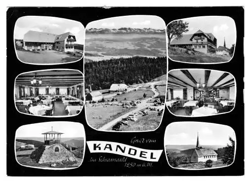 AK, Waldkirch Schwarzwald, Berggasthof Kandelhof, sieben Abb., um 1968