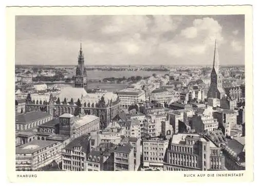 AK, Hamburg, Blick auf die Innenstadt, um 1938