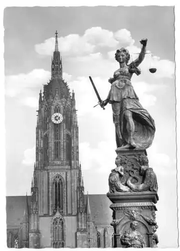 AK, Frankfurt am Main, Dom und Gerechtigkeitsbrunnen, 1963
