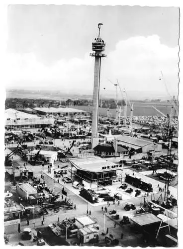 AK, Hannover, Messegelände, Teilansicht mit "Hermes-Turm", um 1958