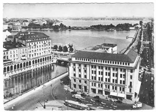 AK, Hamburg, Blick zu Binnen- und Außenalster, um 1955