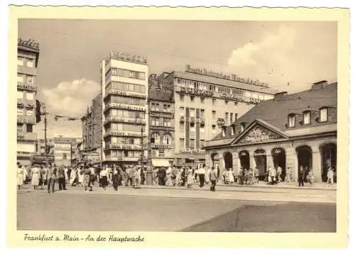 AK, Frankfurt am Main, An der Hauptwache, belebt, um 1958