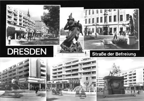 AK, Dresden, Straße der Befreiung, sechs Abb., 1982