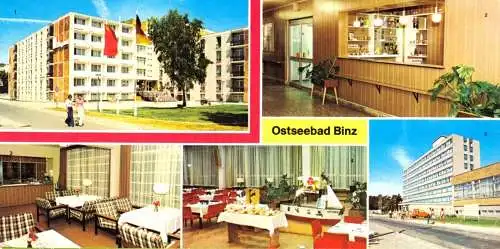AK lang, Ostseebad Binz Rügen, FDGB-Heime, fünf Abb., 1982