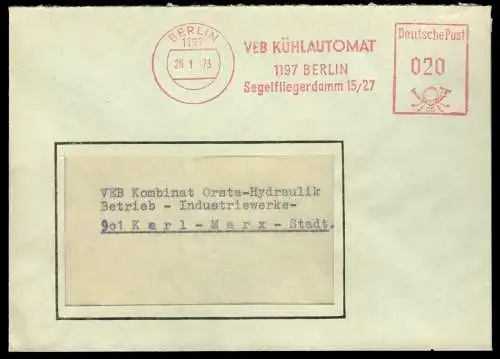 AFS, VEB Kühlautomat, 1197 Berlin, Segelfliegerdamm 15/27, o Berlin, 26.1.73