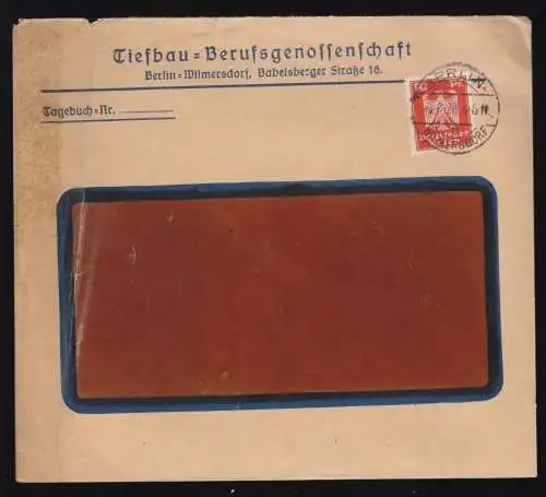 Bedarfsbrief, Michel DR 357X, EF, o Berlin-Wilmersdorf, 7.6.26