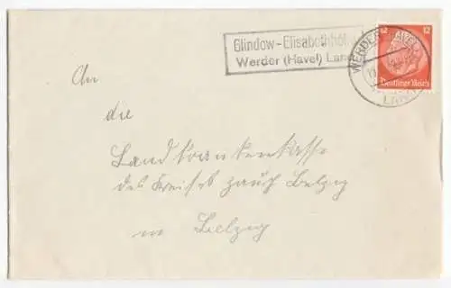 Landpoststempel, Glindow - Elisabethhöhe Werder (Havel) Land, Werder, 19.10.32