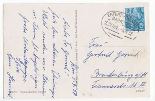 Bahnpostbeleg, Erfurt - Themar, 5.9.57