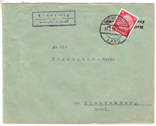 Landpoststempel, Poststelle II, Lennewitz über Bad Wilsnack,  31.3.38