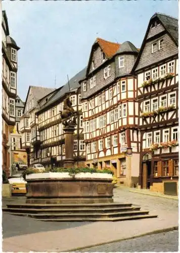 AK, Marburg a.d. Lahn, Am Marktbrunnen, um 1970