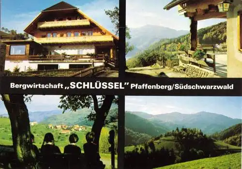 AK, Pfaffenberg Südschwarzw., Bergwirtschaft "Schlüssel", vier Abb., um 1982
