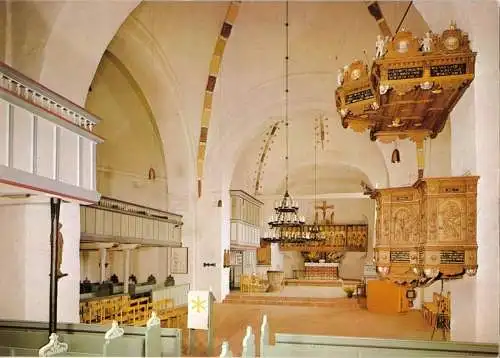 AK, Nieblum auf Föhr, St. Johannis-Kirche, Teilansicht mit Kanzel, um 1990