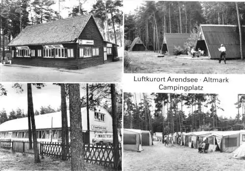 AK, Arendsee Altmark, Campingplatz, vier Abb., u.a. Campingkino, 1983