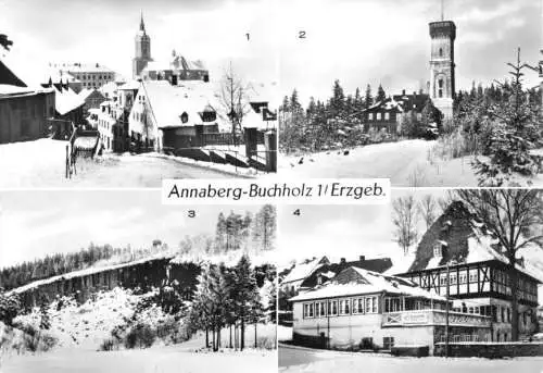AK, Annaberg-Buchholz I, vier winterliche Abb., 1985
