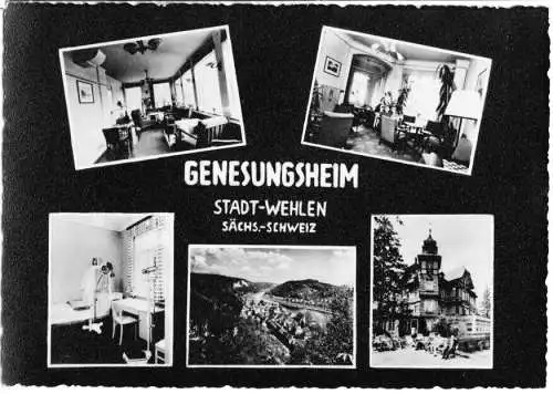 AK, Stadt Wehlen, Genesungsheim, fünf Abb., gestaltet, um 1958
