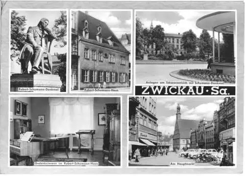 AK, Zwickau Sa., fünf Abb., gestaltet, 1968