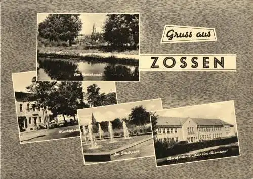 AK, Zossen, vier Abb., gestaltet, u.a. Berufsschule, 1963