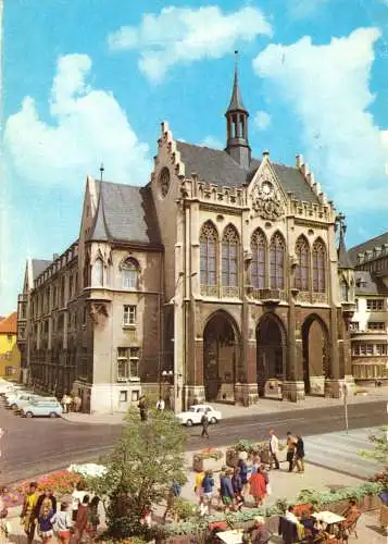 AK, Erfurt, Blick zum Rathaus, belebt, 1980