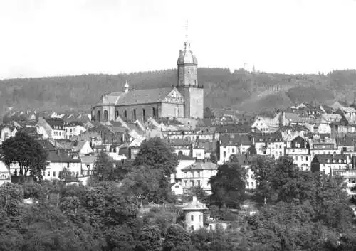 AK, Annaberg-Buchholz, Teilansicht mit Pöhlberg und St. Annen-Kirche, 1981